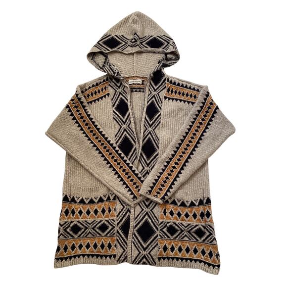 Lucky Brand Aztec Southwest Print Jacquard Knit Hooded Cardigan Women's sz XL - Picture 4 of 8